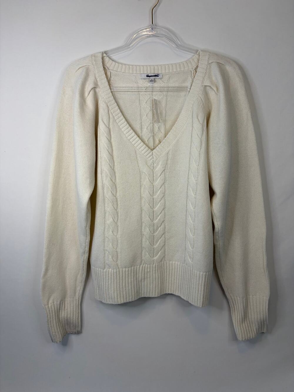 Madewell V-Neck Pullover Sweater in Merino Wool Artic Size Medium NEW